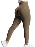 YEOREO Amplify Leggings for Women Seamless Scrunch Leggings Butt Lifting Gym High Waisted Athletic Leggings Coffee