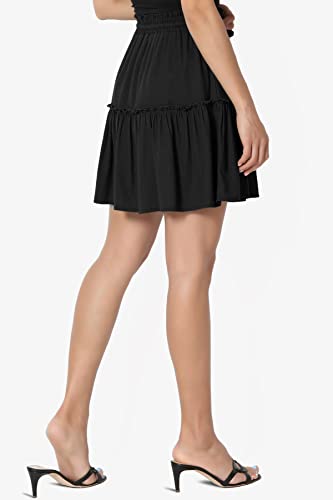 TheMogan Ruffled Tiered Linen-Blend Drawstring Elastic Waist A-Line Mini Skirt4