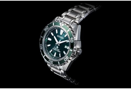 CITIZEN Men's Promaster Sea Eco-Drive Stainless Steel Watch, 3-Hand Date, One-Way Rotating Bezel, ISO Compliant, Luminous Hands and Markers, Green Dial (Model: BN0199-53X) - 5