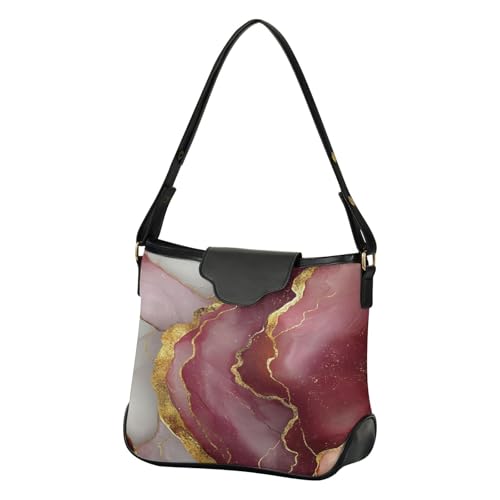 Sac à bandoulière pour femme en marbre bordeaux et blanc chic
