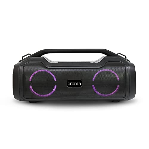 Image of Croma Portable Bluetooth Boombox Speaker with 40W Audio Output, Multiple connectivity: Built in mic and RGB Party Lights, Type-C Charging Port (12 Months Warranty) (CREMP1902sBTBB, Black)