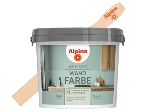 Alpina Bad & Küche Wand-Farbe Agave 2,5 Liter mit gratis Rührholz