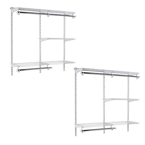 Rubbermaid Configurations 4-8 Feet Expandable Hanging and Shelf Space Custom DIY Closet Organizer Kit, White (2 Pack)