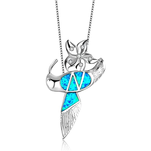 Collier oiseau opale bleue en argent QYYZTQY pendentif animal