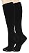 2 Pairs Dr. Motion Compression Knee-Hi Women's Socks Black Size 9-11