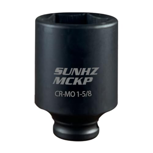 SUNHZMCKP 1/2 Inch Drive Impact Socket SAE 1-5/8 In Deep 6 Point Socket CR-MO Axle Nut Impact Grade Socket for Easy Removal