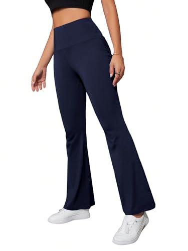 Women Slim Fit Casual Flare Leg Pants Solid