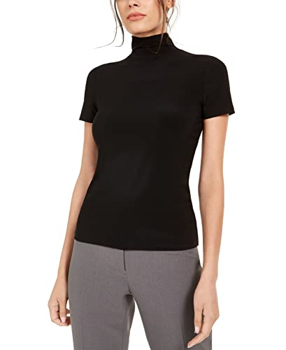 Anne Klein Blouse Femme Short Sleeve Mock Neck Top Chic Col Montant