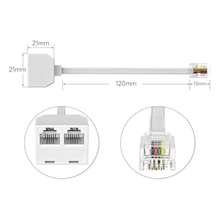 Goupchn Two Way Telephone Splitters RJ11 Male to Dual Female Cable 6P4C Telephone Wall Adaptor Separator White for Landline 2-Pack