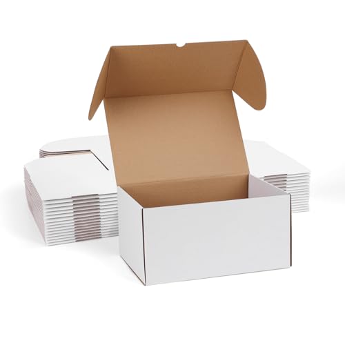 Image of ZBEIVAN 12x8x6 White Shipping Boxes Set of 15, Corrugated Cardboard Mailer Boxes for Packaging Small Business Mailing Gifts