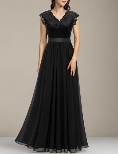 Image of Dressystar Women's V Neck Sleeveless Lace Bridesmaid Dress Wedding Party Gown