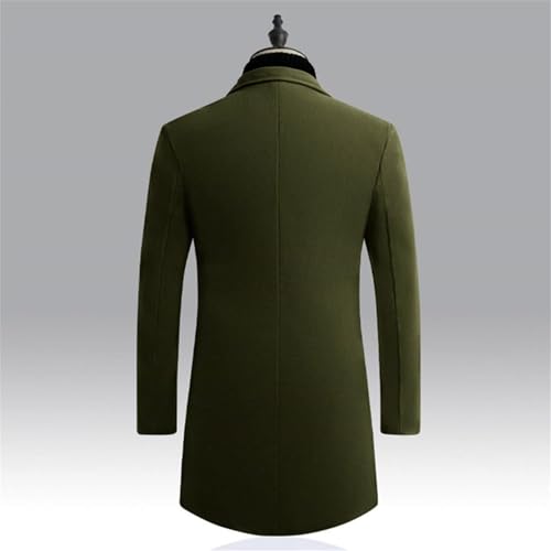 Mens Mid-Length Wool Blend Trench Coat Notched Collar Single Breasted Long Jacket Business Casual Button Overcoat4
