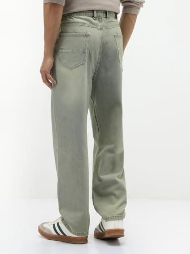 Image of Urbano Fashion Men's Loose Baggy Fit Heavy Washed Jeans Non-Stretchable