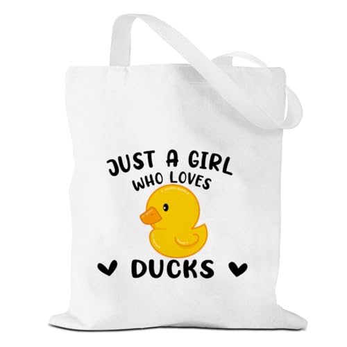 Cute Funny Humorous Duck Gifts for Girls Women Daughter Duck Lovers Ducks Decor Stuff Merch Appreciation Friendship Birthday Christmas Canvas Tote Bag Reusable Grocery Bags Canvas Beach Tote for Gym