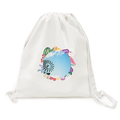Beauty Gift moulin nuages blancs ciel bleu Sac en tissu pliable à sangle pour fruits et légumes