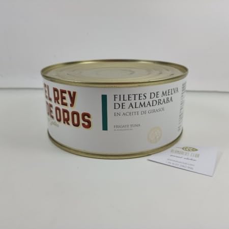 Filete de Melva de Almadraba - El rey de oros - Peso del producto 975 gr - Conservado en aceite de girasol - Elaborado cuidadosamente - Textura jugosa y sabor natural.
