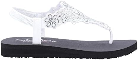 Skechers Cali Women's womens Meditation - Floral Lover Flip Flop, White/Silver, 9 US | Image 1