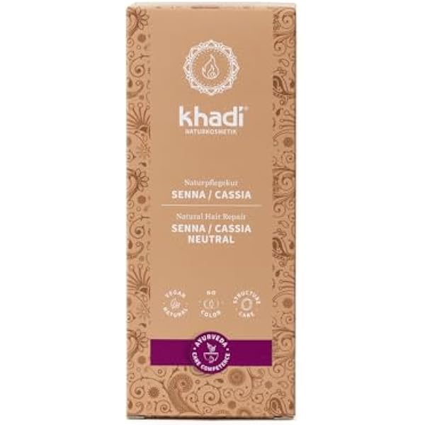 khadi SENNA CASSIA roślinna farba do włosów, bezbarwna intensywna pielęgnacja dla połysku, objętości i elastyczności, 100% roślinna, naturalna i wegańska, certyfikowane kosmetyki naturalne, 100g