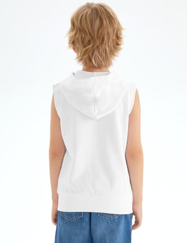 Image of Spring&Gege Boys' Full Zip Sleeveless Hooded Vest Basic Zipper Tank Tops Sweatshirt with Pockets