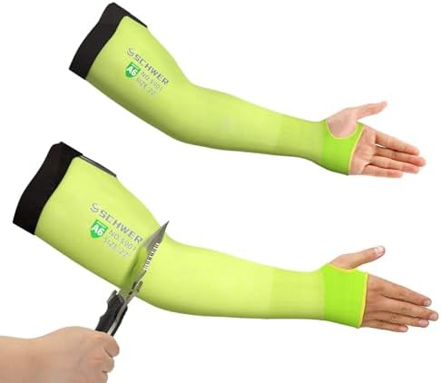 Schwer AIR-SKIN ANSI A6 Cut Resistant Arm Sleeves for Men & Women, Arm Protectors for High Risk Work, Gardening Sleeves