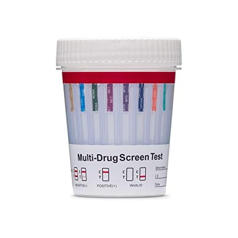 25 Pack - DrugExam 14 Drug Test Cup Kit with Temperature Strip-Testing Marijuana THC50/AMP500/BAR300/BUP10/BZO300/COC150/MDMA500/MET500/MTD300/OPI300/OXY100/PCP25/PPX300/TCA1000 Cover