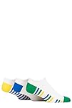 Pringle Mens Plain and Patterned Soft Cotton Secret Socks Pack of 3 Patterned and Plain Casual Trainer Socks (UK, Numeric, 7, 11, Regular, Regular, Sole Stripe White Green/Blue/Yellow)