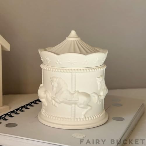 Image of Horse Carousel Jar Candle with Lid | Reusable Decorative Jar | Soy Wax Blend Vanilla Scented Candle | Hand-Poured Luxury Aroma Candle for Home Decor, Gifting & Relaxation