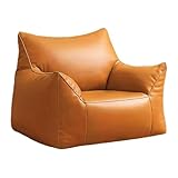 Sitzsack-Sofabezüge (unbefüllt), echtes Kunstleder, waschbar, ideal für Wohnzimmer, Schlafzimmer und Balkon (Graugelb)