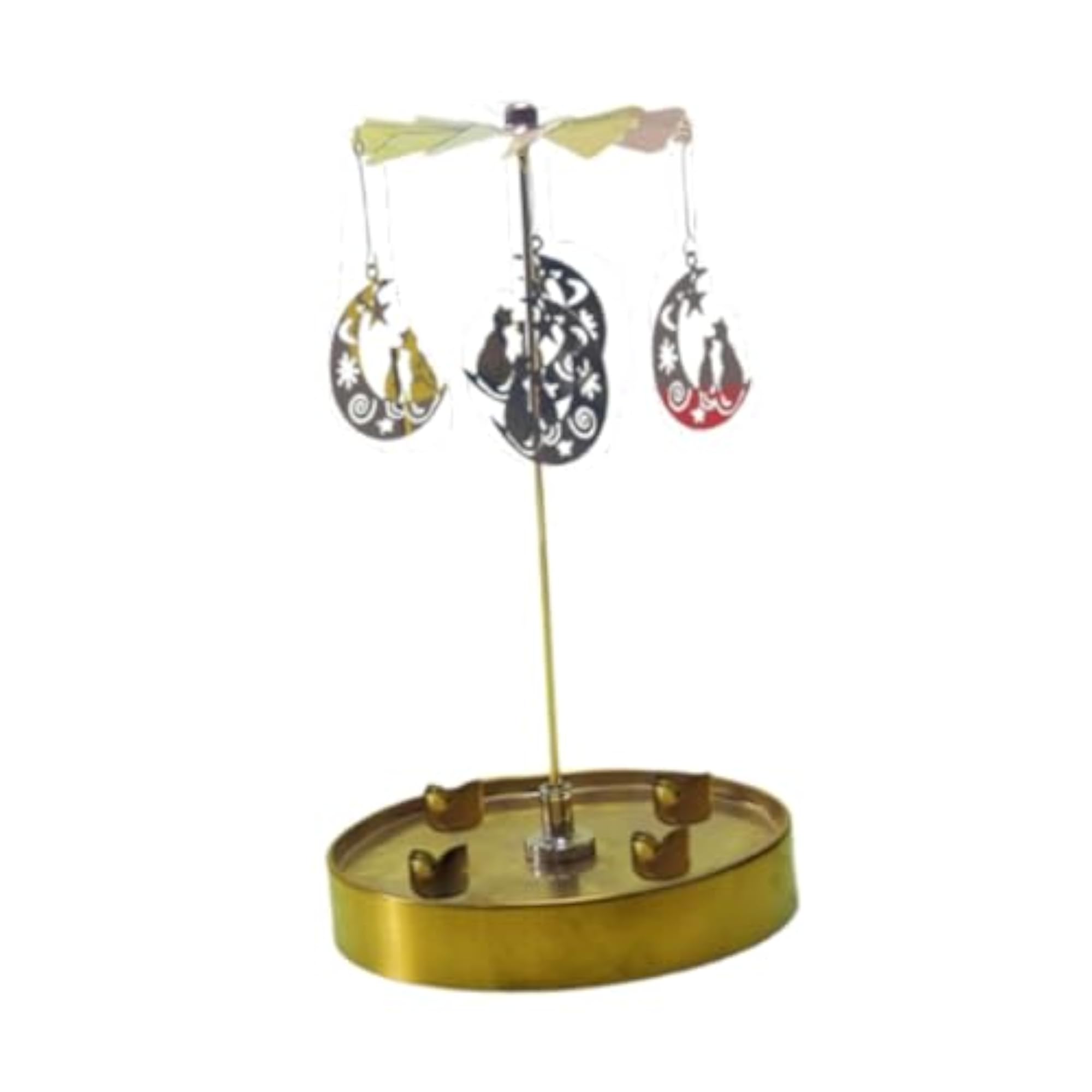 Spinning Candle Holder Rotating Cat Pattern