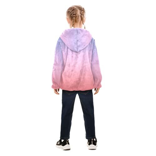 GuoChe Pink Purple Gradient Hooded Fleece Jacket Baby4