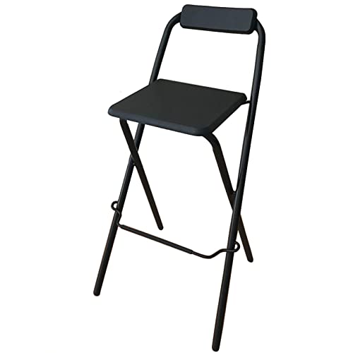 75cm/30inch Folding Bar Stool Portable High Chair,Counter Height Folding Stool for Indoor Outdoor,No Assembly,Load Capacity 150kg/330lbs (Color : Black, Size : 1PC)