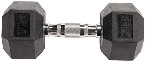 Signature Fitness Rubber Encased Hex Dumbbell, 25Lb Pair #TOP3