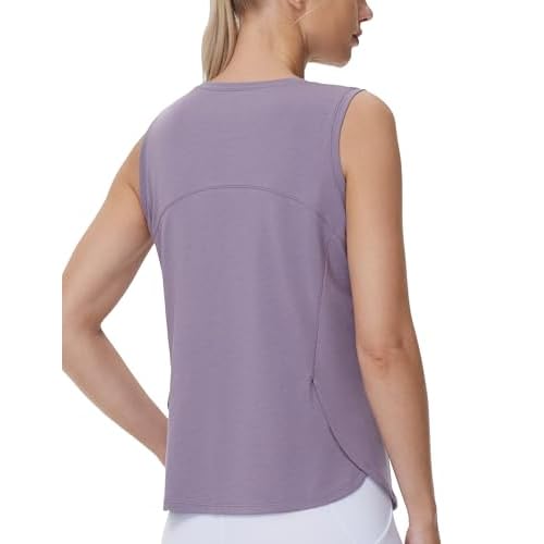 THE GYM PEOPLE Women's Workout Tank Tops Loose Fit Sleeveless Breathable Yoga Shirts with Side Slits