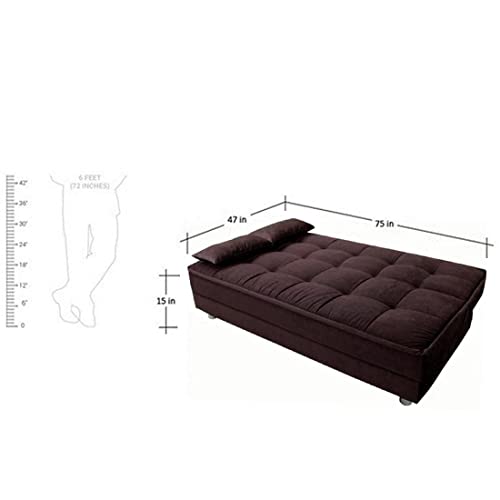 Image of FURNY - Gaiety 5 Seater Fabric LHS L Shape Sofa Cum Bed Set (Brown)