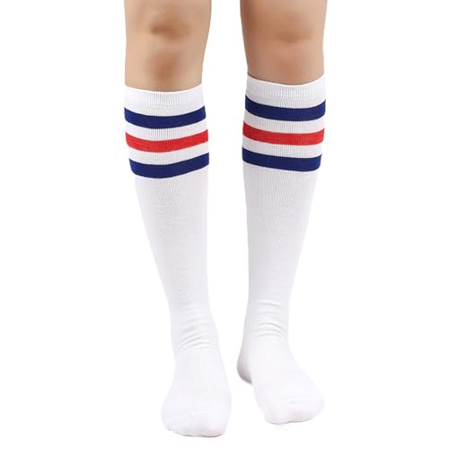 Bestjybt Womens Stripes Knee High Tube Socks Casual Athletic Socks Sport Socks