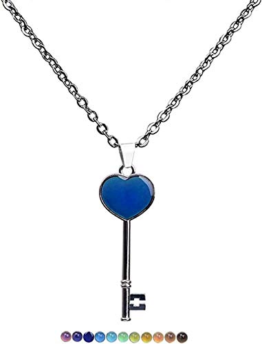 Preisvergleich Produktbild CKAWM Halskette Einfache Frau Pfirsich Herz Schlüssel Warme Stimmung Verfärben Anhänger Halskette O-Kette Paar Gute Freunde Halskette Geschenk