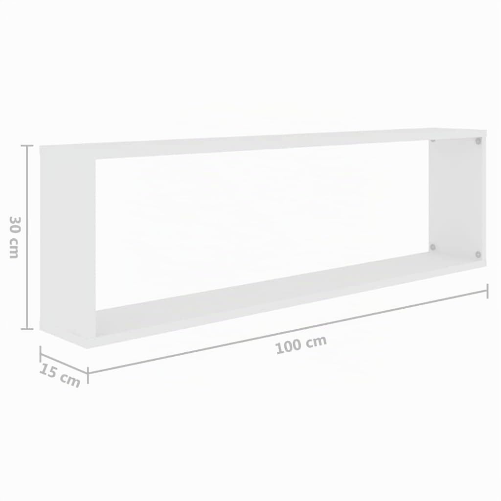 Mensole Parete A Cubo,Mensole da Muro Design,Scaffale Libreria da Parete Adatto A Camera da Letto, Soggiorno, Studio, Magazzino 2 Pz Bianco 100x15x30 Cm in Multistrato