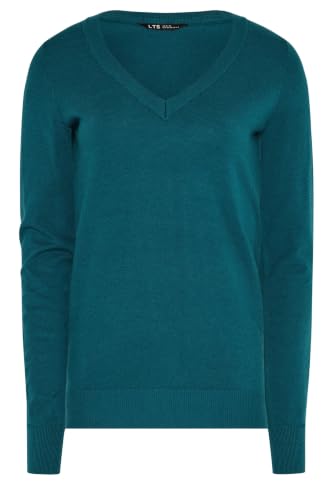 Image of Long Tall Sally - LTS Tall Blue Knitted V-Neck Jumper - Women's