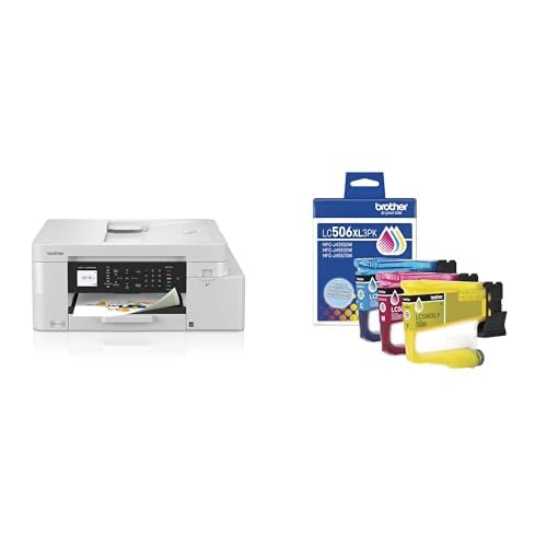 Brother MFCJ4355DW Inkvestment Inkjet Printer and LC506XL3PKS High YieldColour Inks 3-Pack (C, M, & Y)