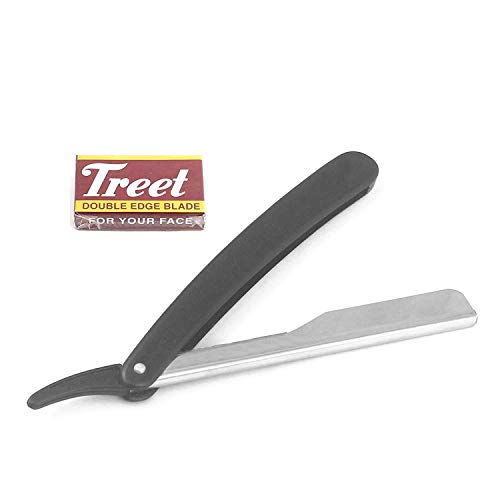 Precise Canada: Black Plastic Handle Barber Double Edge Half Blade Barber Safety Razor with 100 Count Double Edge Half Blades Made of Stainless Steel Easy To Replace