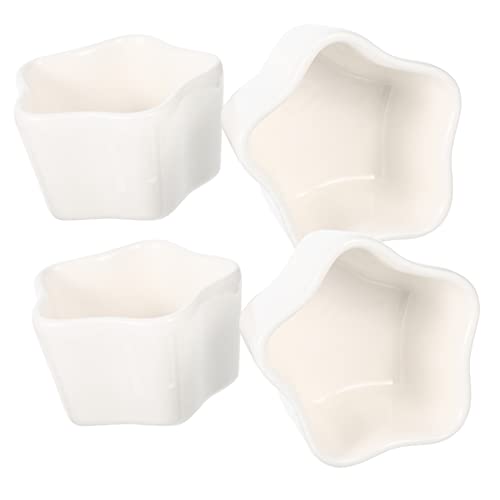 Garneck 4pcs Sauce Dish Small Appetizer Plates Small Sauce Bowls Candy Bowl Sauce Container Fruit Container Serving Dishes Dessert Bowl Seasoning Dish Soy Sauce Bowl White Ceramics