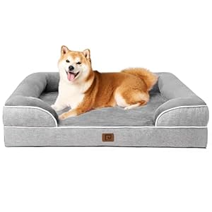 EHEYCIGA Cama Perro Grande 91x68x16cm, Colchon Perro Grandes Impermeable Lavable con Espuma Viscoelástica, Sofá Perro Desmontable, Gris