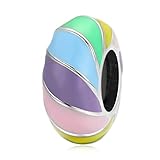 ZaliOan Abalorio de Plata de Ley 925 para Pulsera Pandora Charm Separadores Dijes Originales - Espaciador arcoíris