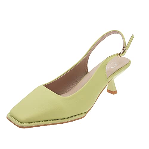 Sandales d'été jaune à talon carré pour femme en taille 38.5 avec sangle arrière à boucle