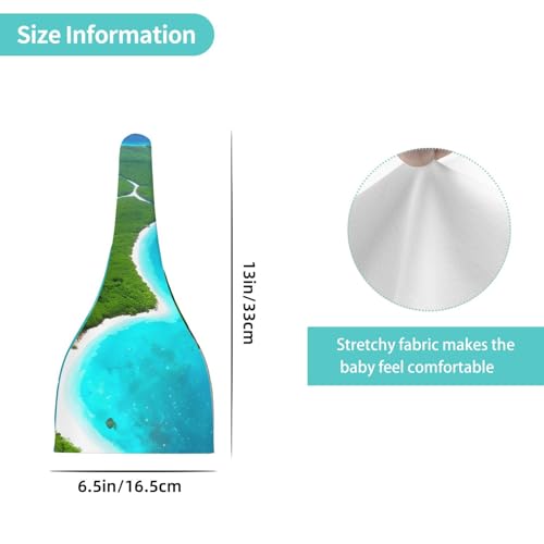 Newborn Baby Hat, an Island in The Ocean Print Soft Top Knot Beanie Cap, Cute Baby Headwear for 0-6 Months Black4