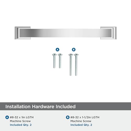 Image of Amerock BP2936326 | Polished Chrome Cabinet Pull | 5-1 /16 inch (128mm) Center-to-Center Cabinet Handle | Candler | Furniture Hardware