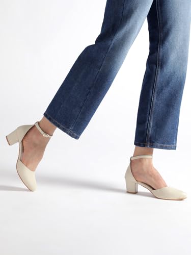 Image of Marc Loire Women's Pointed Toe Block Heel Fashion Sandals with Buckled Ankle Strap