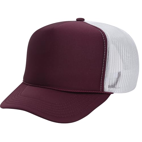 Image of OTTO Polyester Foam Front 5 Panel High Crown Mesh Back Trucker Hats in 97, Bulk, Wholesale