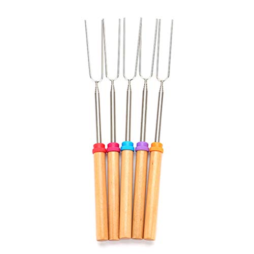 Garfo de churrasco telescópico para uso ao ar livre com 9 peças de garfo de aço inoxidável portátil