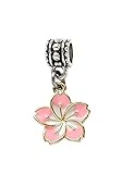 LaBenie Dangle Pink Hisbuscus Flower Charm Bead